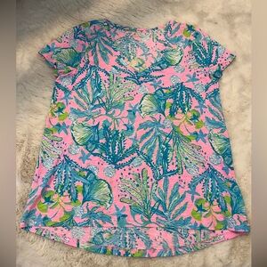 Lilly Pulitzer Etta V Neck Short Sleeve Top